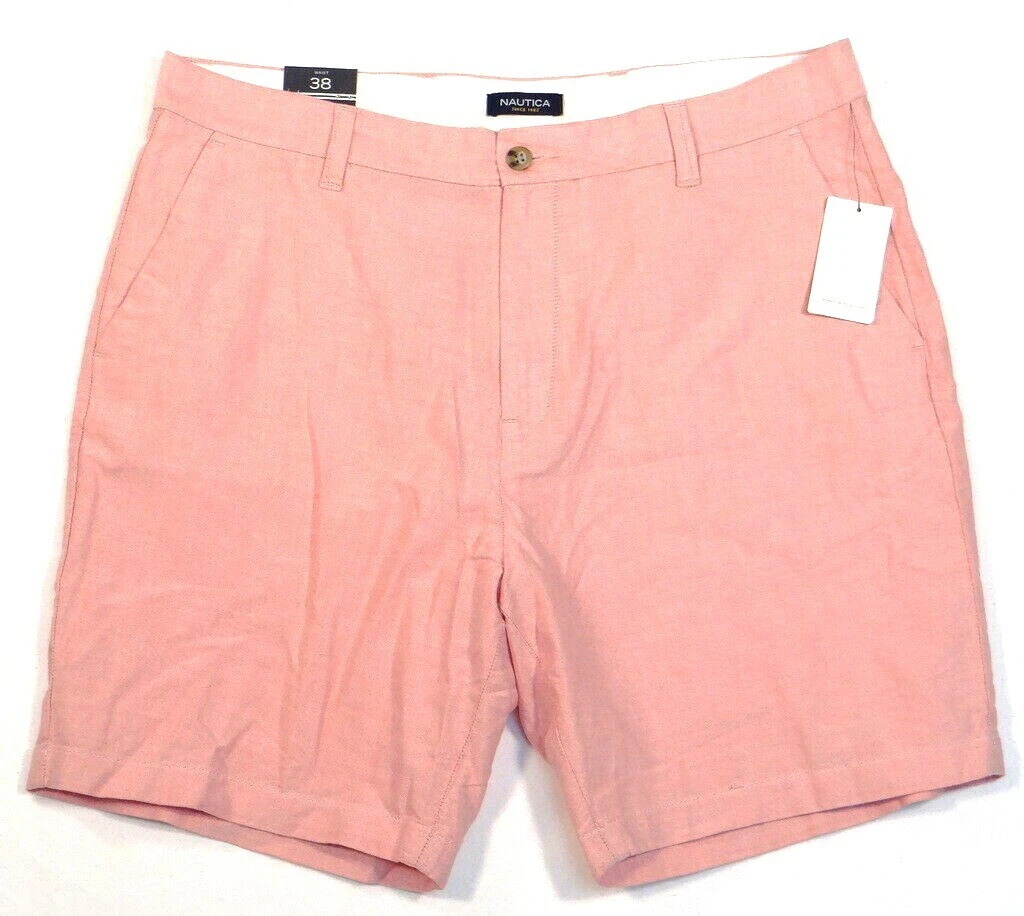 Nautica Crimson Glory Pink Flat Front Cotton Shorts Men's NWT