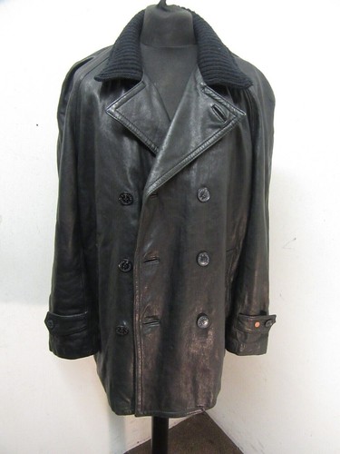 VINTAGE CLERK & TELLER LEATHER TRENCH COAT JACKET SIZE UK XL - Picture 15 of 22