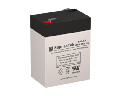 Leoch Battery DJW6-5.0(LH), 6V 4.5Ah F1 SLA AGM Battery Replacement by SigmasTek