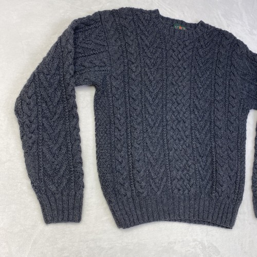 Vintage J.Crew Oarsman Wool Fisherman Sweater Cable Knit Gray Relaxed M - Picture 2 of 7