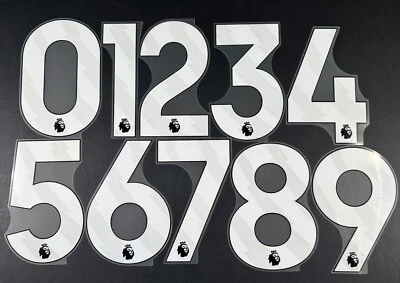 2023 - 2025 OFFICIAL AVERY DENNISON PREMIER LEAGUE WHITE PLAYER SIZE NUMBERS