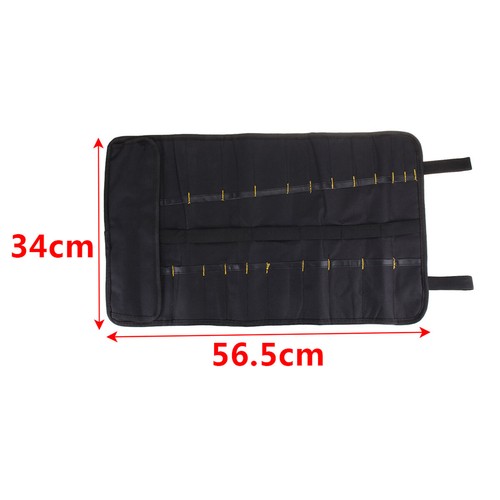 Bolsa para cuchillos de chef de 21 bolsillos bolsa enrollable estuche de transporte plegable almacenamiento de cocina negro - Imagen 5 de 12