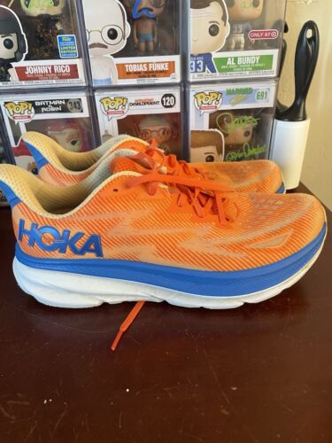 Good - Hoka Clifton 9 - Men’s Size 12 - Orange With Blue