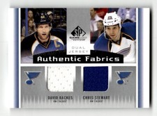 2013-14 SP Game Used #AF2-BS David Backes / Chris Stewart Authentic Fabrics Dual