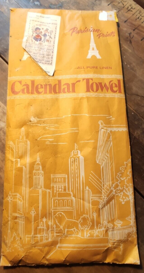 Vintage 1978 Kitchen Towel Year Calendar Happiness is...PURE LINEN NEW