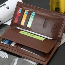 Business Men's Leather Long Wallet ID Credit Card Holder Bifold Purse Clutch US