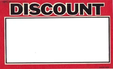 100 LOT Discount Shelf Signs Retail Price Cards-5.5"W x 3.5"H