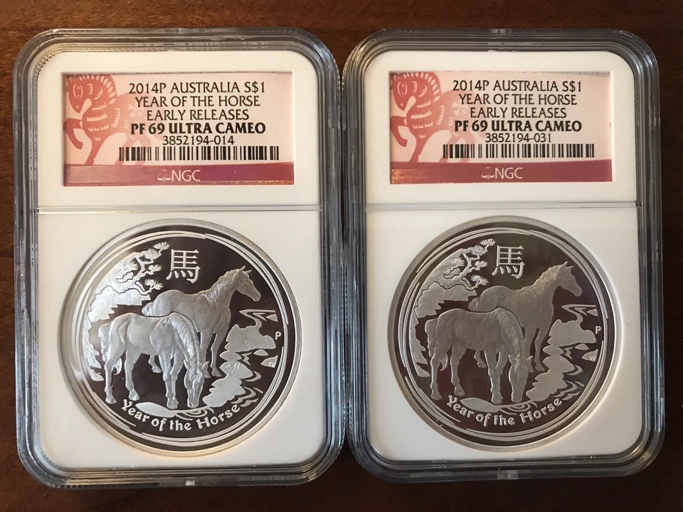 2014 AUSTRALIA LUNAR YEAR HORSE $1 1OZ SILVER NGC PF69 Proof Coin Early Release - Image 3 of 4