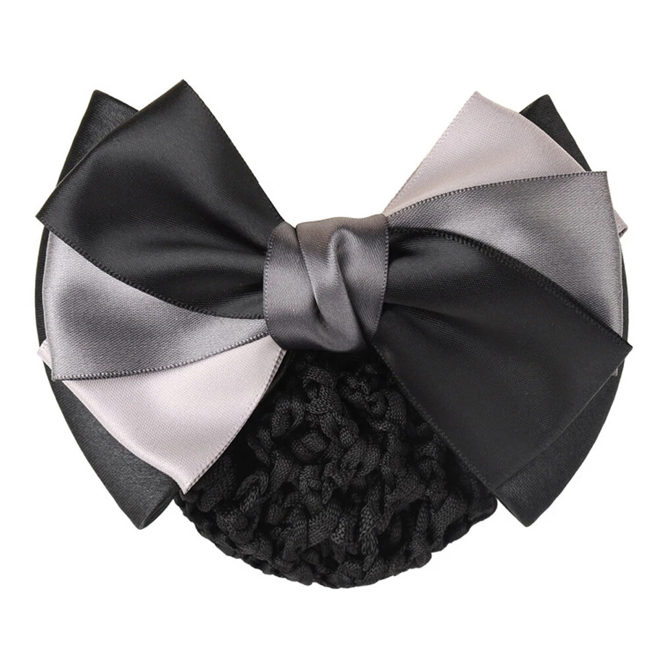 Cordón floral satinado moño pasador dama pinza de pelo cubierta red tul moño moño rebotar Foto 2 de 4