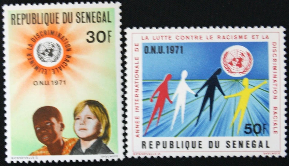 SENEGAL 1971 450-51 Intl. Jahr gegen Rassendiskriminierung verschiedene Rassen** - Bild 1 von 1