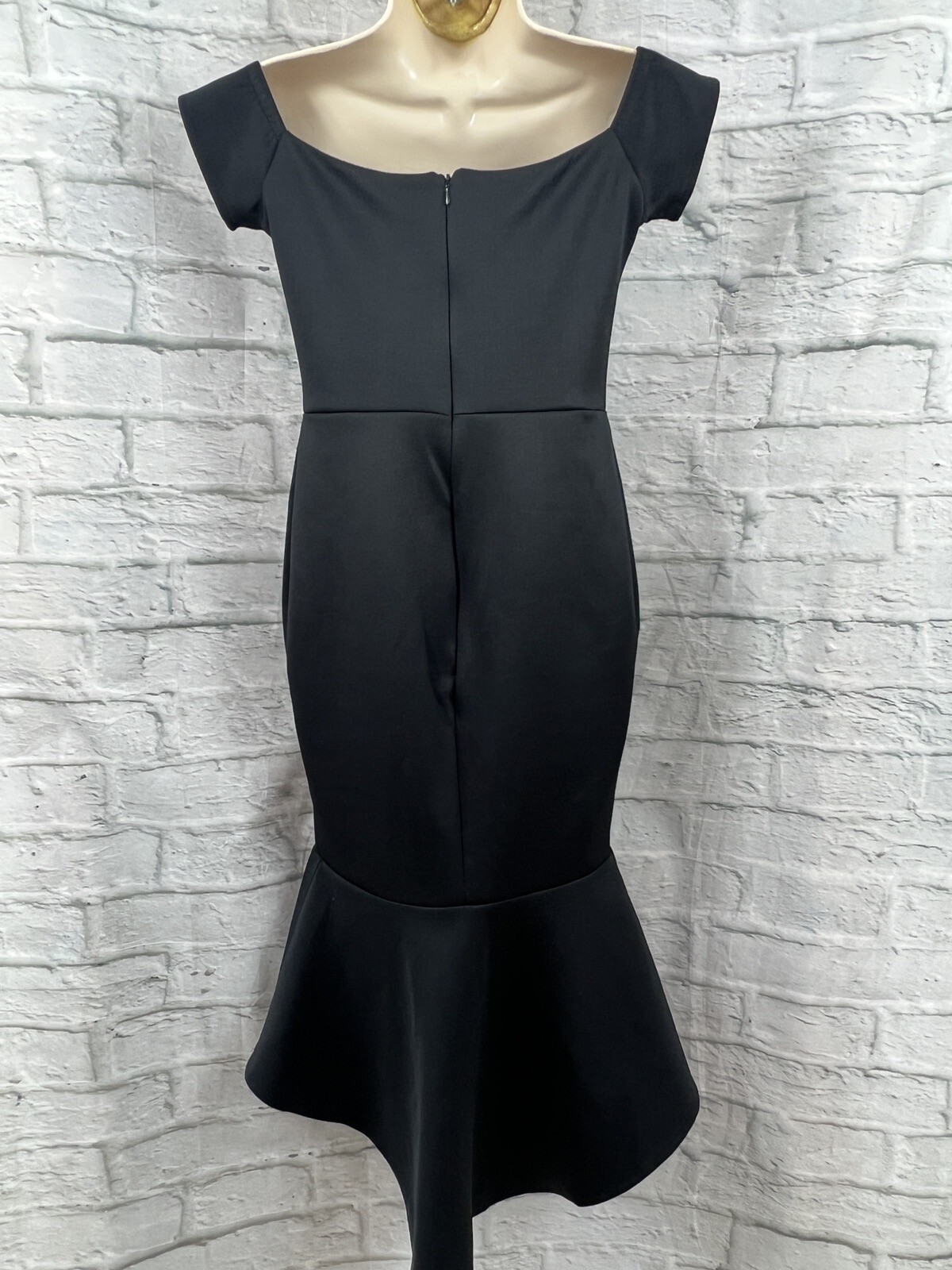 Zack London Black Scuba Dress Bodycon Size 12 Asymmetric Hi Low Cap