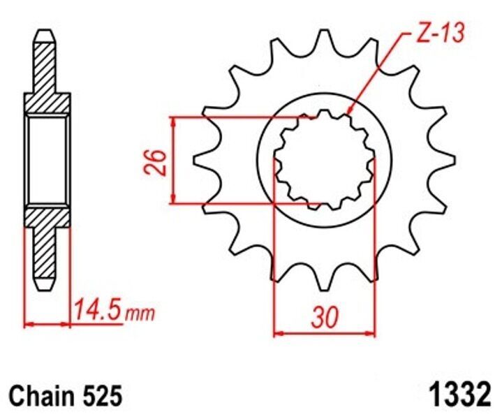 Pignon 15 dents pas 525 pour moto Honda CB 750 et VFR 800