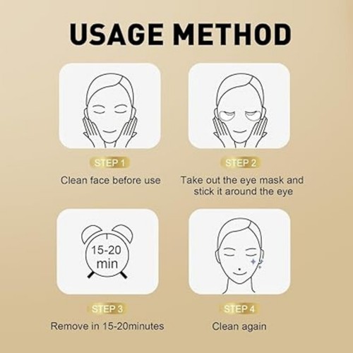 16Pcs 24K Gold Eye Patches for Puffiness,Dark Circles,Eye Bags & Wrinkles. - Picture 6 of 6