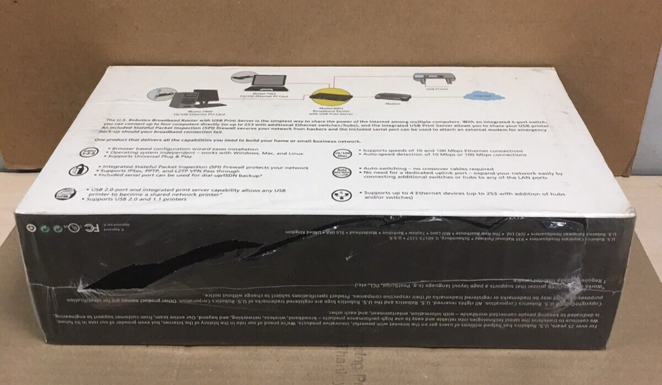 NEW! Genuine U.S. Robotics USR8001 Broadband Router with USB Print Server - Image 3 of 4