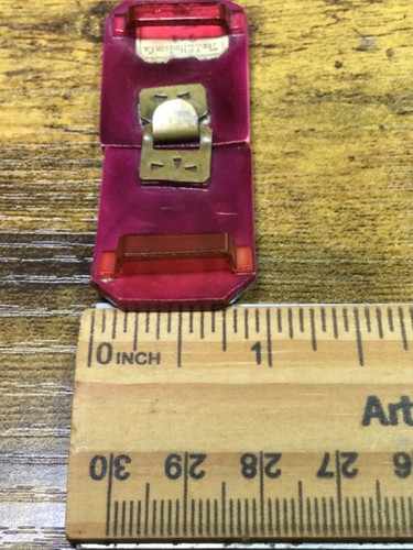 VTG 1930s deep Pink Bakelite 2 piece Belt Buckle J.L Hudson Co. w/ Tag - Picture 8 of 9