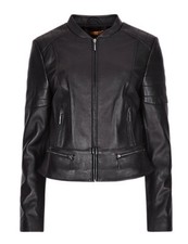 Bnwt Per Una Speziale Soft Black Leather Zip Up Biker Jacket Size 14 Rrp £249