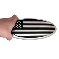 Black Silver US Flag Emblem  9" Logo Badge for Ford Front Grille / Rear Tailgate