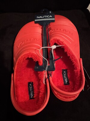 Boys Red Mono Shearling River Reese Nautica Clog Size 5