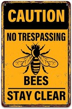 bee farm Metal Sign Wall Caution No Trespassing Bees Retro Tin Metal Signs