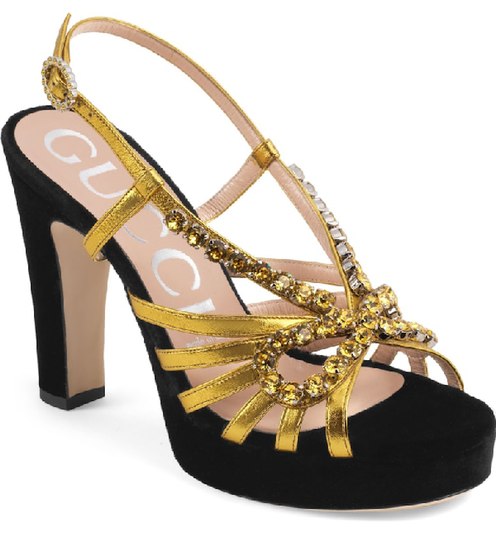 GUCCI Velvet and leather Crystal 