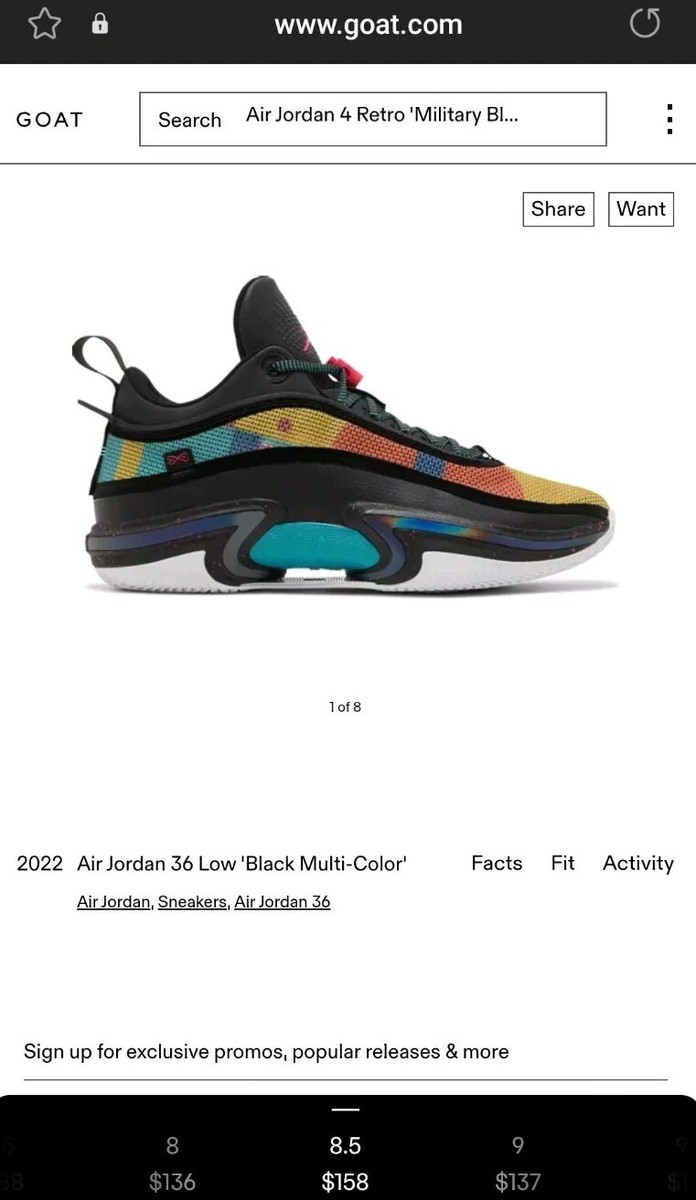 Jordan バスケットボールシューズ US 8.5 😎🏀 Men's 8.5 Nike Air Jordan 36 Low Black Multi Color