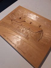 Vintage Wooden Carved Picture Of Ann Hathaways Cottage