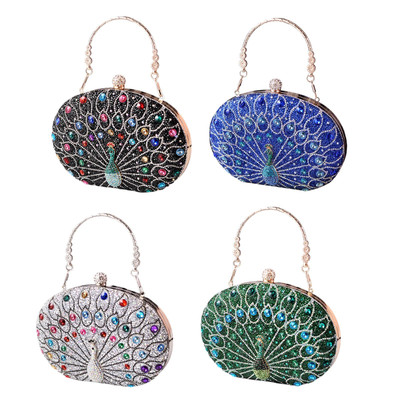 Handtasche mit Pfauenmuster Strass für Pendeln Bankett Hochzeiten