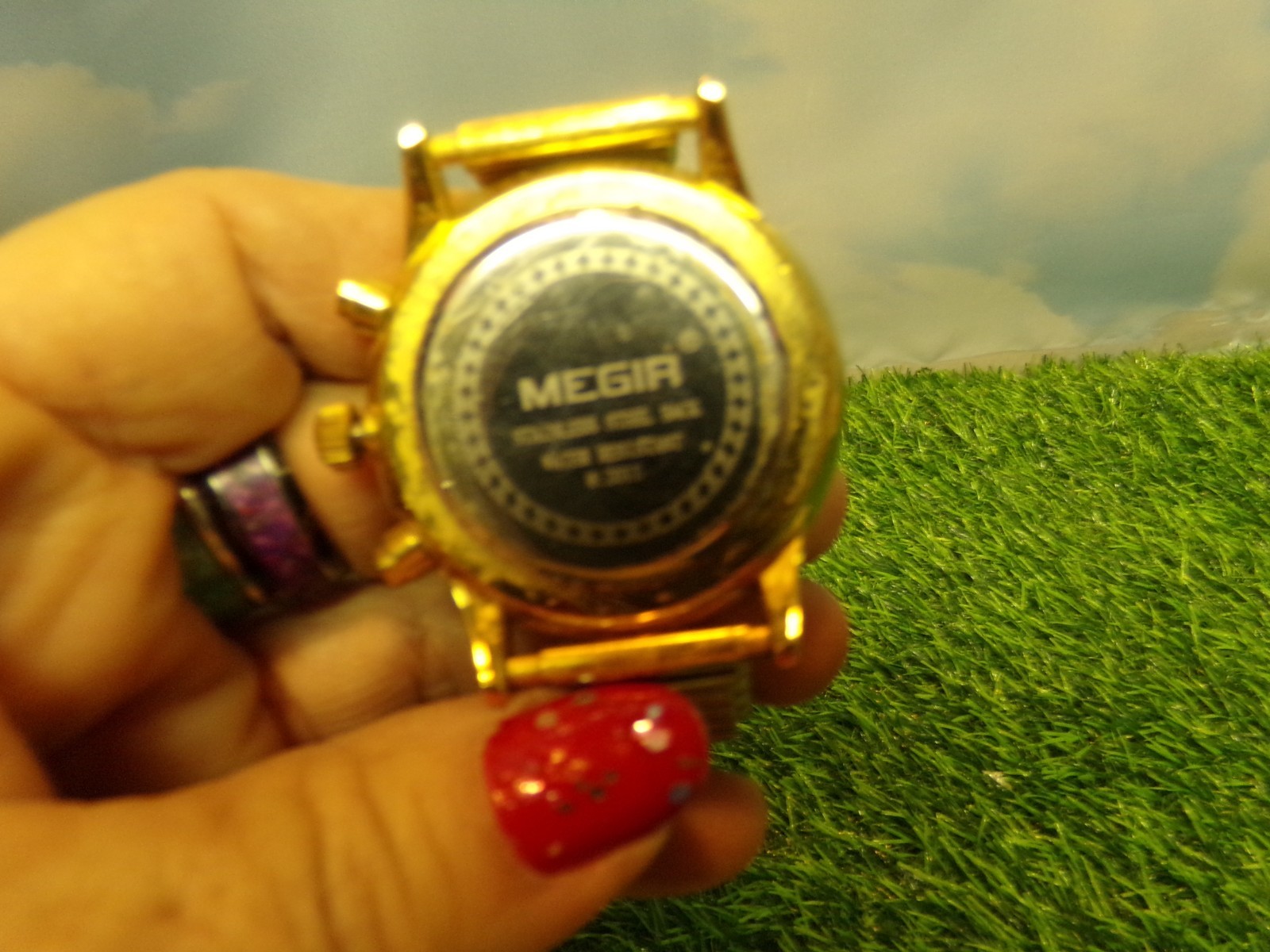 MEGIA  Chronometer Chronograph Date GOLD Dial wri… - image 4