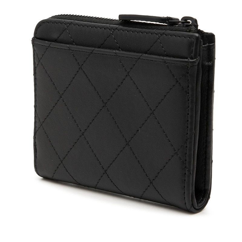 Chanel Coco Mark Matelassé Coin Case Compact Wallet L-Zip AP3997 So Black image 2