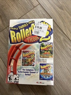 Rollercoaster Tycoon 2 Triple Thrill Pack Windows PC 2004 Atari Sealed Box
