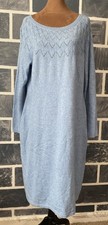 Talbots Plus Woman's 1X Lightweight Blue Chevron Open Weave Neck Sweater Dress