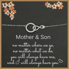 Mother Son Bracelet, 925 Sterling Silver Infinity CZ Circle Bracelet, Mother's D