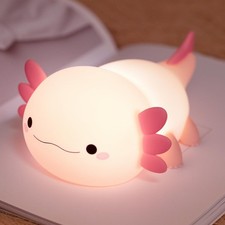 Rechargeable Axolotl Night Light - Cute Kids Toy, Dimmable LED Lamp for Nursery