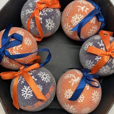 NFL Chicago Bears Light Up LED Ball Ornaments Set of 6 Ribbon Hangers TESTED