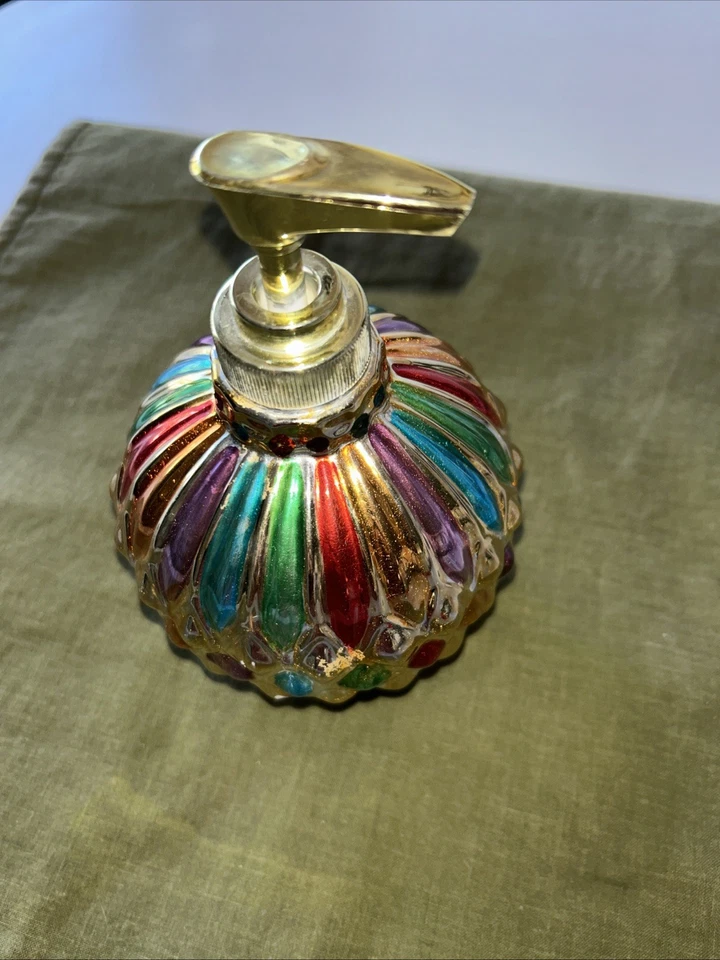 "Dispensador de jabón arco iris de vidrio de colección ALLURE 1998 6,5""Hx4,5""D" Foto 3 de 4