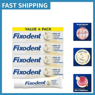 Eco-Friendly Pure Denture Adhesive 2.4oz Tubes - Pack of 4, Dentist Recommended