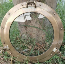24in Canal Boat Porthole Window Glass Antique Finish Ship Window Wall Porthole
