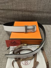 CINTURA LUSSO HERMÈS NUOVA - 38MM REVERSIBLE LEATHER - 115cm White&Black Silver
