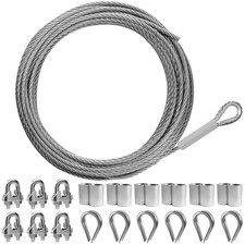 1/4" Wire Rope,25FT 304 Stainless Steel Wire Cable Kit,7x19 Strand Core with ...
