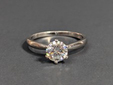 Sterling Silver Solitaire CZ Engagement Ring Size 7 S925
