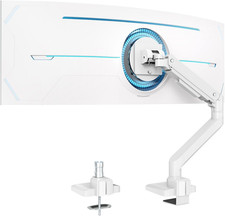 Premium Adjustable Monitor Arm for 17-49" Screens, Clamp-On Desk Mount White
