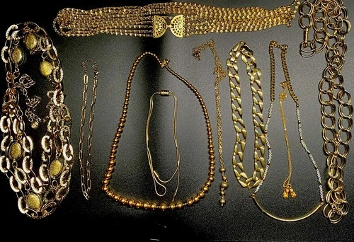 Vintage 10 Pc Gold Tone Jewelry Lot Napier Monet RJ Graziano Sarah Cov Necklaces