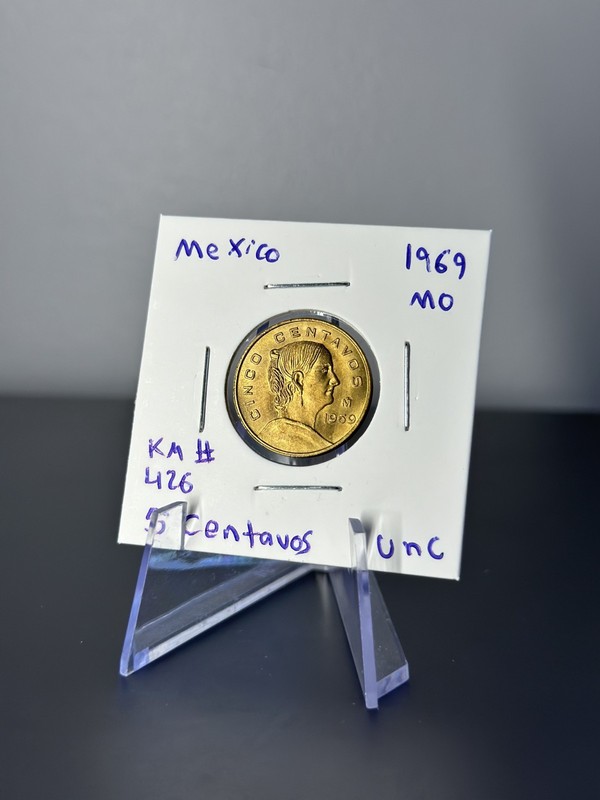 1969 Mo Mexico 5 Centavos UNC Coin KM# 426 Josefa Ortiz de Dominguez