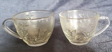 2x Vintage KIG INDONISIA Glass Punch Cups - Floral Pattern - Spares