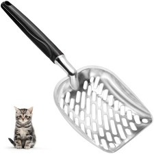 Apidgrowth Cat Litter Scoop,Mesh Shovel,Stainless Steel Metal L, Black