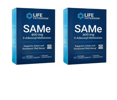 Life Extension Sam-e S-Adenosyl-Methionine 400mg 2X60Tabs S-Adenosyl-Methionine