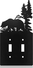 Lothee Metal Bear Switch Cover Moose Tree Mountain Elk Black Light Plate Fore...