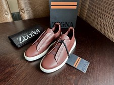 ZEGNA Reddish Brown Triple Stitch  SECONDSKIN Sneaker US 7 UK 6 EU 40 NEW