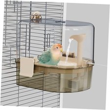 Automatic Bird Baths for Cage   Indoor Parakeet Bath with Pump, Light brown