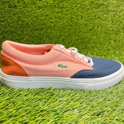 Lacoste Jump Serve Lace Girls Size 6.5Y Blue Pink White Athletic Shoes Sneakers